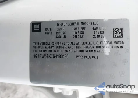 2016 Buick Verano Sport Touring Group из США, поврежденный, VIN 1G4PW5SK7G4180486